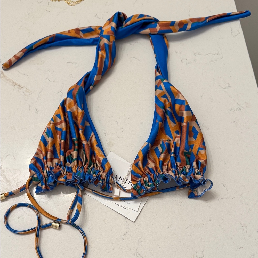 Vibrant Blue and Orange Bikini Top